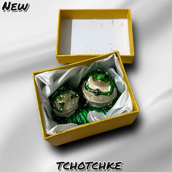 New NIB Vintage Double Frog Trinket Box Collectible – Tchotchke in Gift Box - Picture 2 of 9
